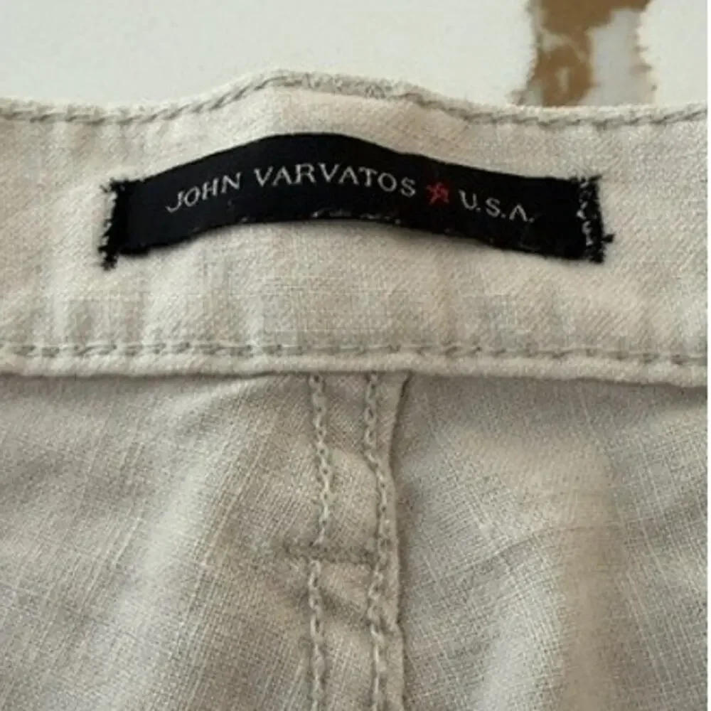 John Varvatos Bowery Linen Pants Men 34 Slim Straight Natural Casual Lightweight